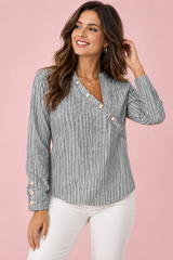 Striped Asymmetric Grey Blouse