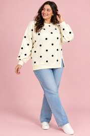 Sweat-shirt oversize écru à pois | Porté sur une autre silhouette | Lounelle Paris
