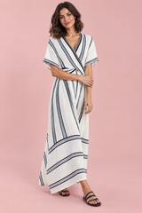 White V-Neck Wrap Dress