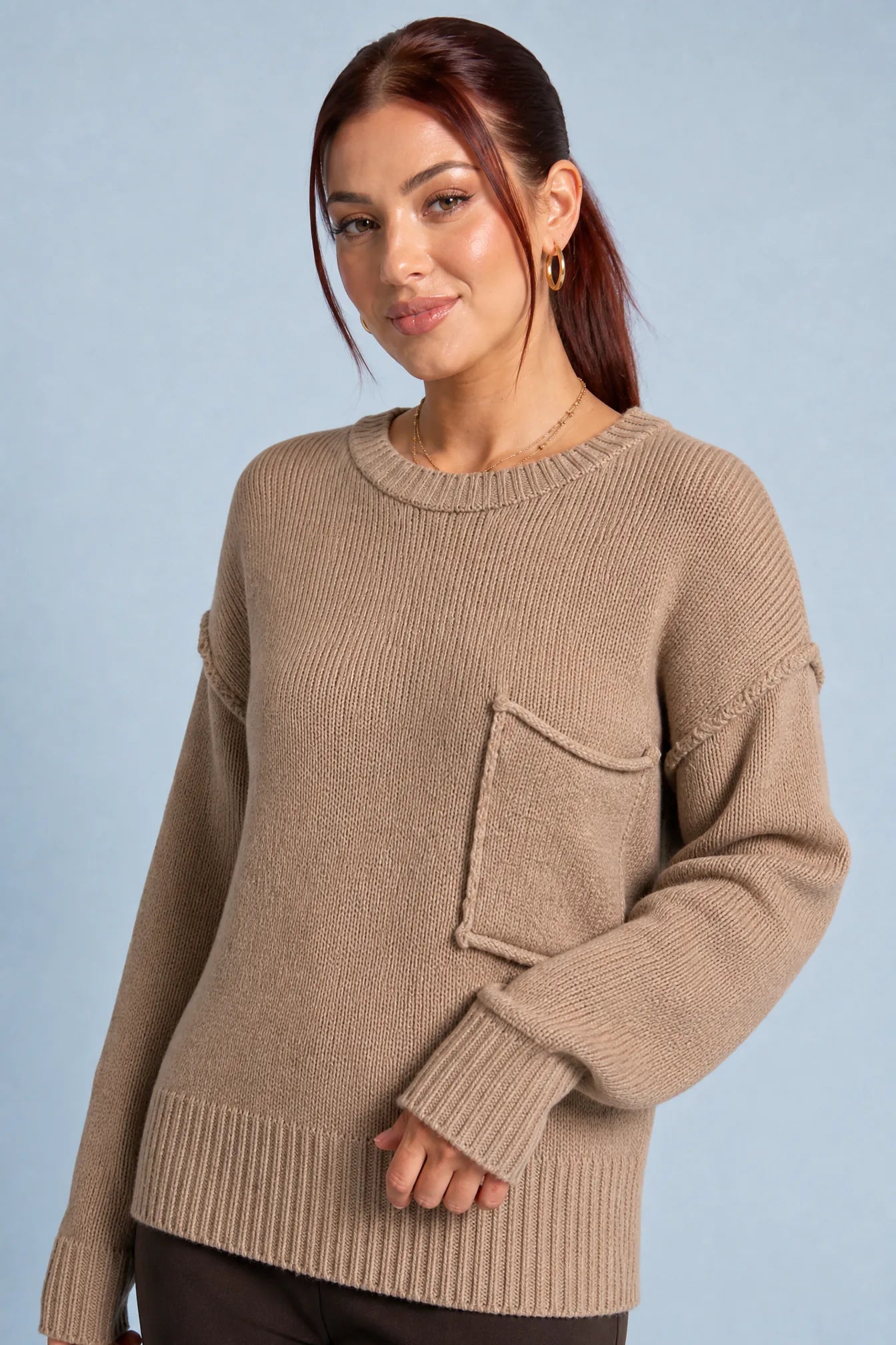 Pull ample à poche poitrine | Vue rapprochée | Lounelle Paris