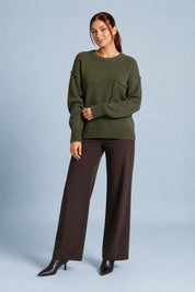 Pull ample à poche poitrine | Variante Vert | Lounelle Paris