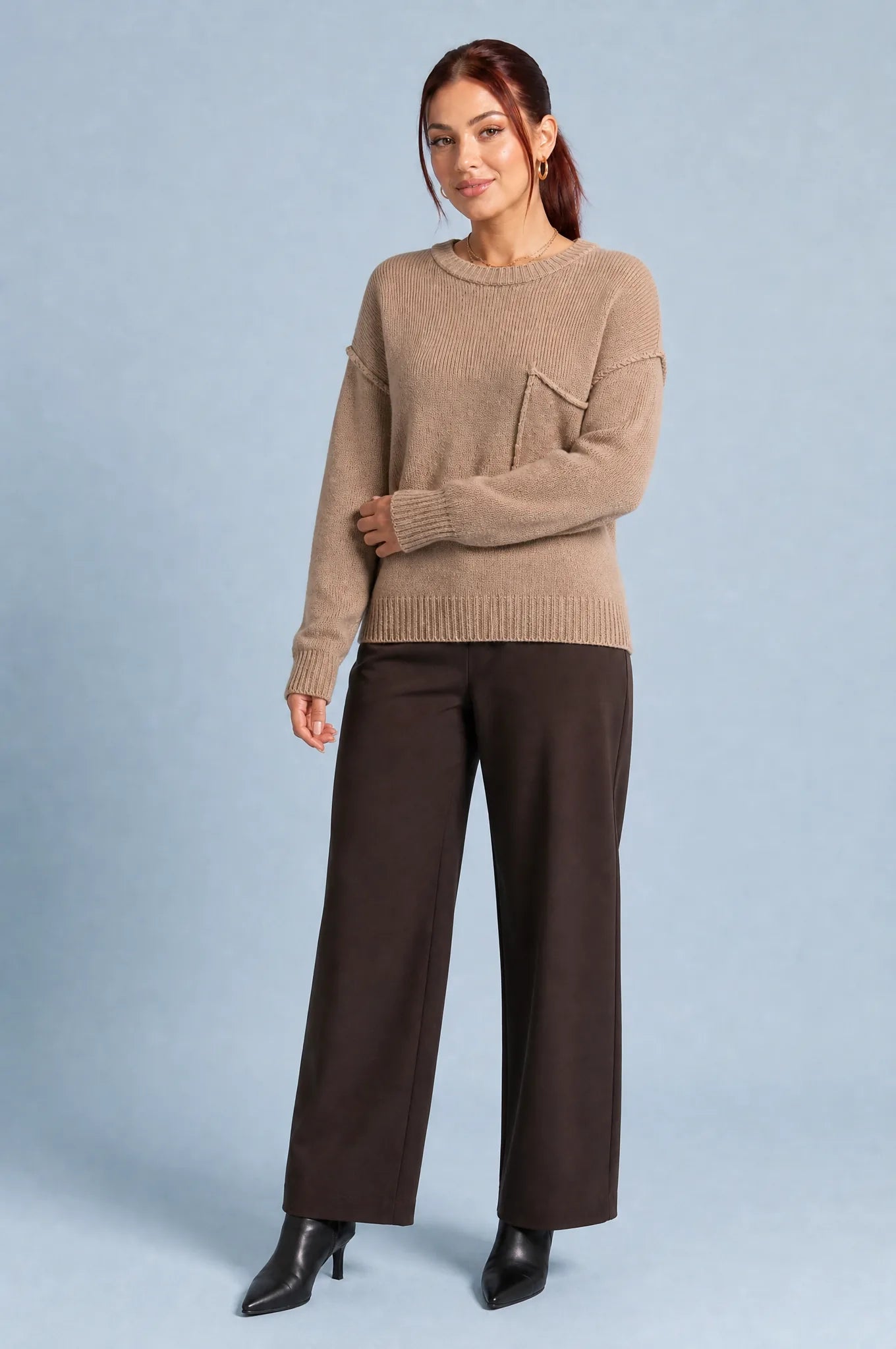 Pull ample à poche poitrine | Variante Beige | Lounelle Paris