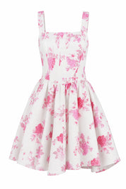 Robe blanche fleurie encolure carrée | Lounelle Paris