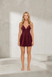 Robe bordeaux à fines bretelles | Lounelle Paris