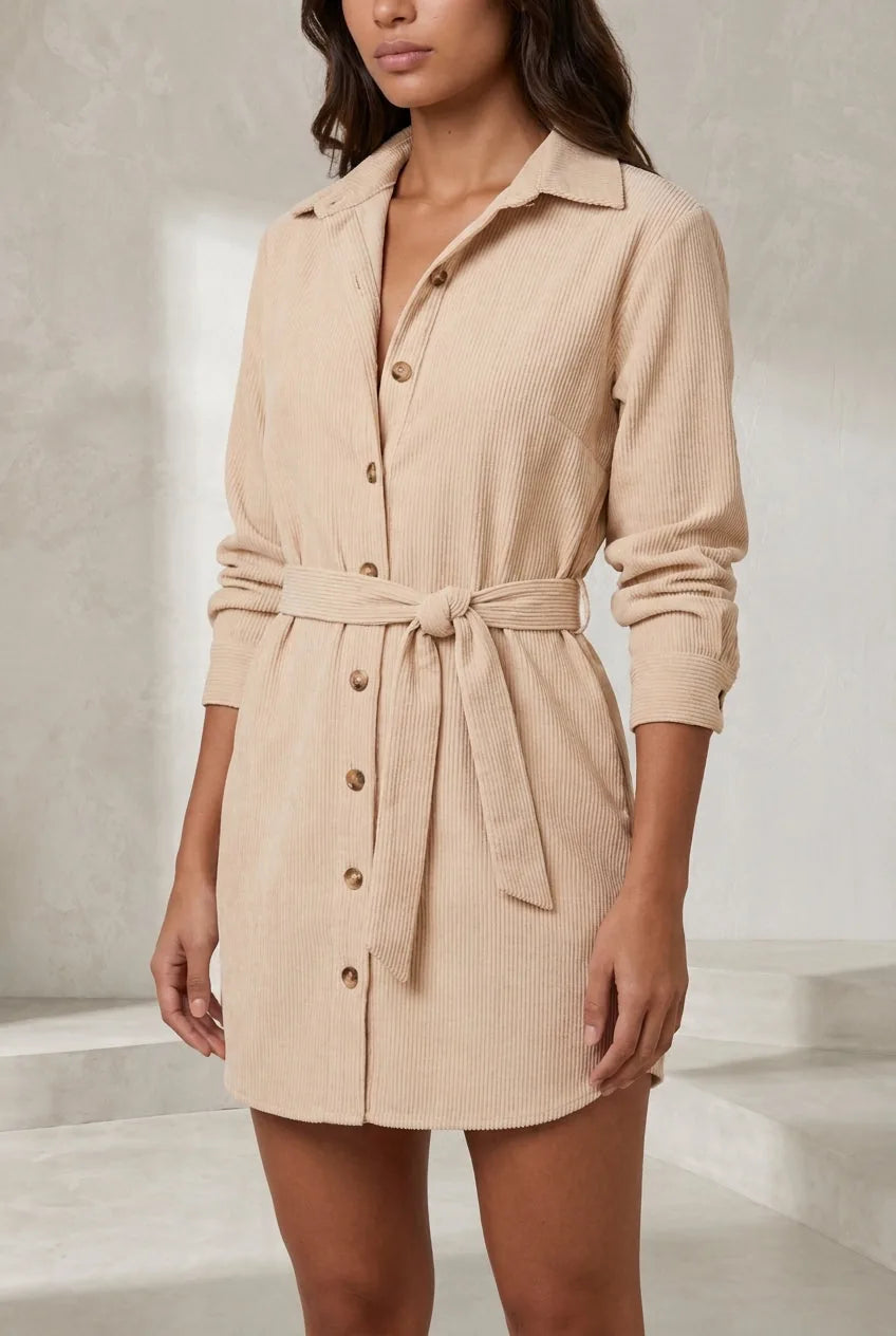 Robe chemise abricot ceinturée | Lounelle Paris