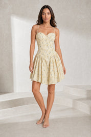 Robe jaune florale à fines bretelles | Lounelle Paris