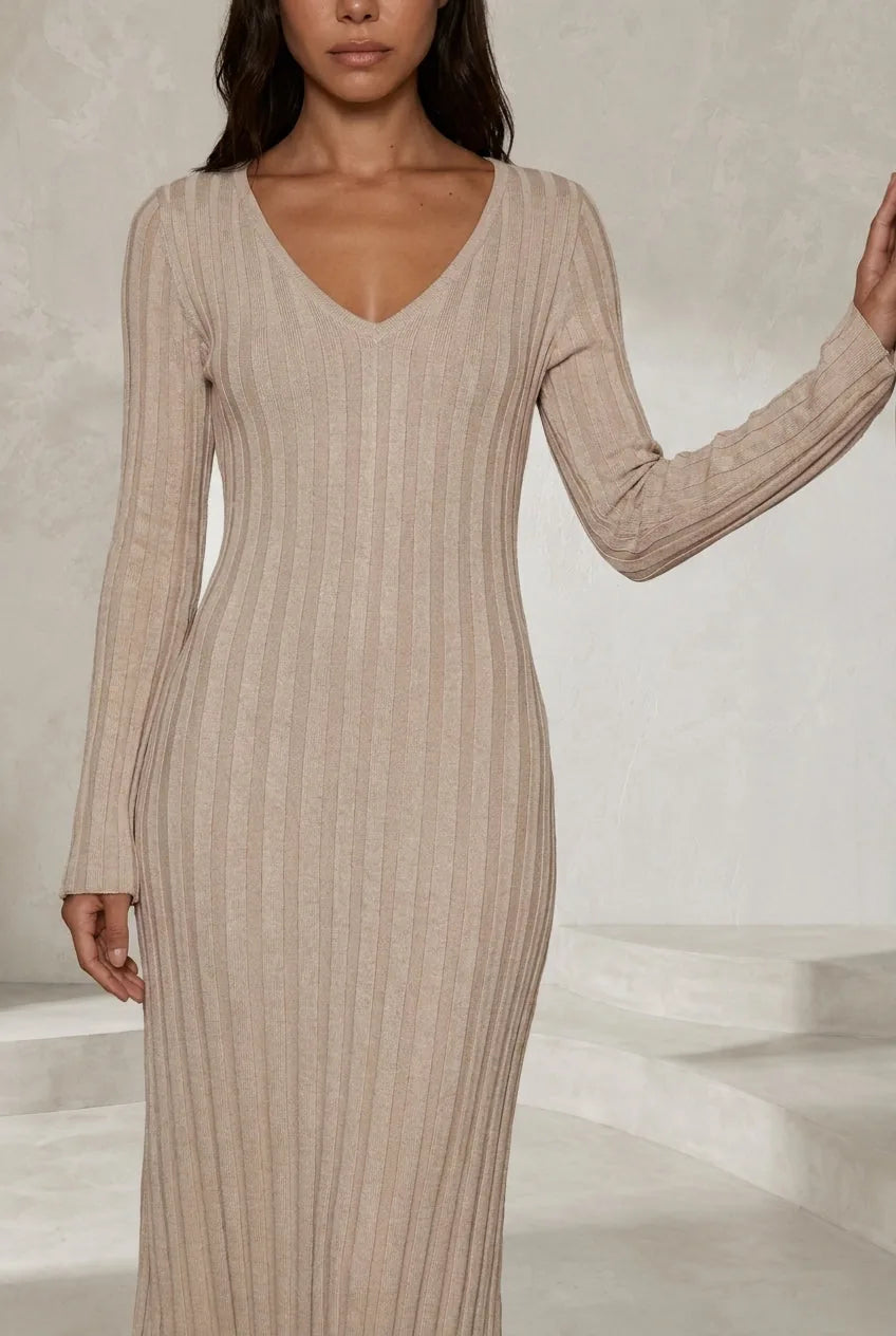 Robe longue abricot col V | Lounelle Paris