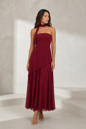 Robe longue asymétrique avec tour de cou | Lounelle Paris