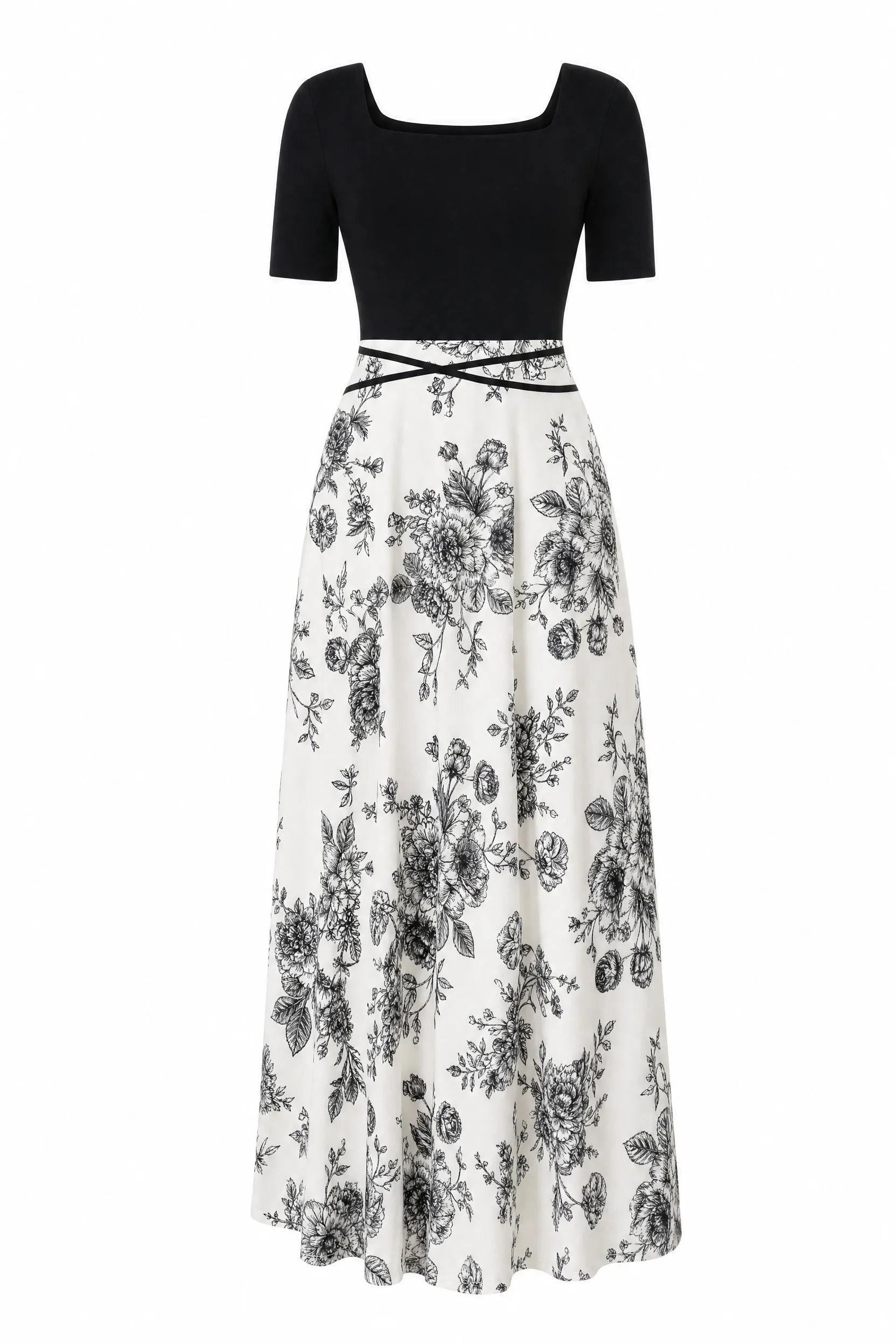Robe longue bicolore col carré | Lounelle Paris