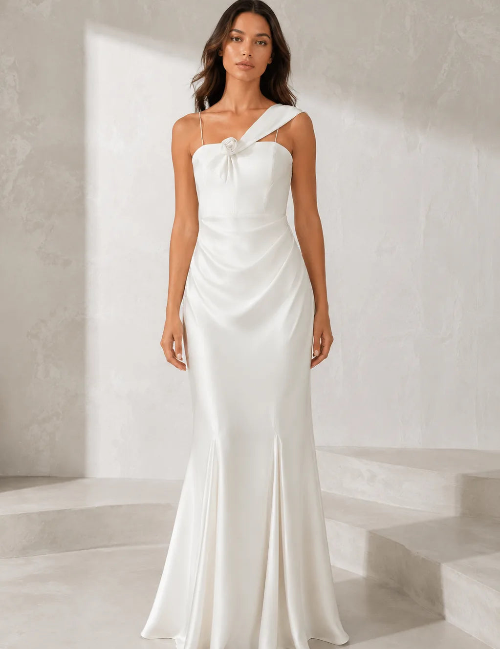 Robe longue blanche asymétrique | Lounelle Paris