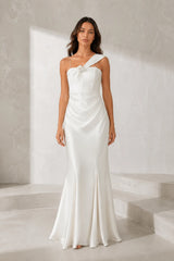 Robe longue blanche asymétrique