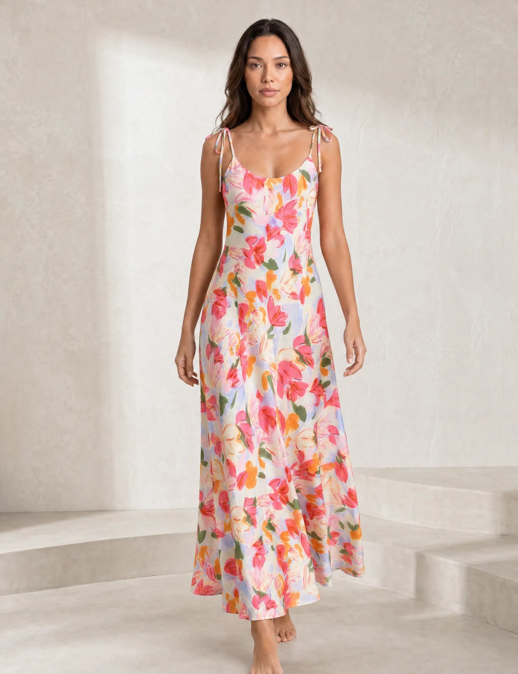 Robe longue bleue à bretelles | Lounelle Paris