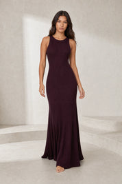 Robe longue bordeaux maille côtelée | Lounelle Paris