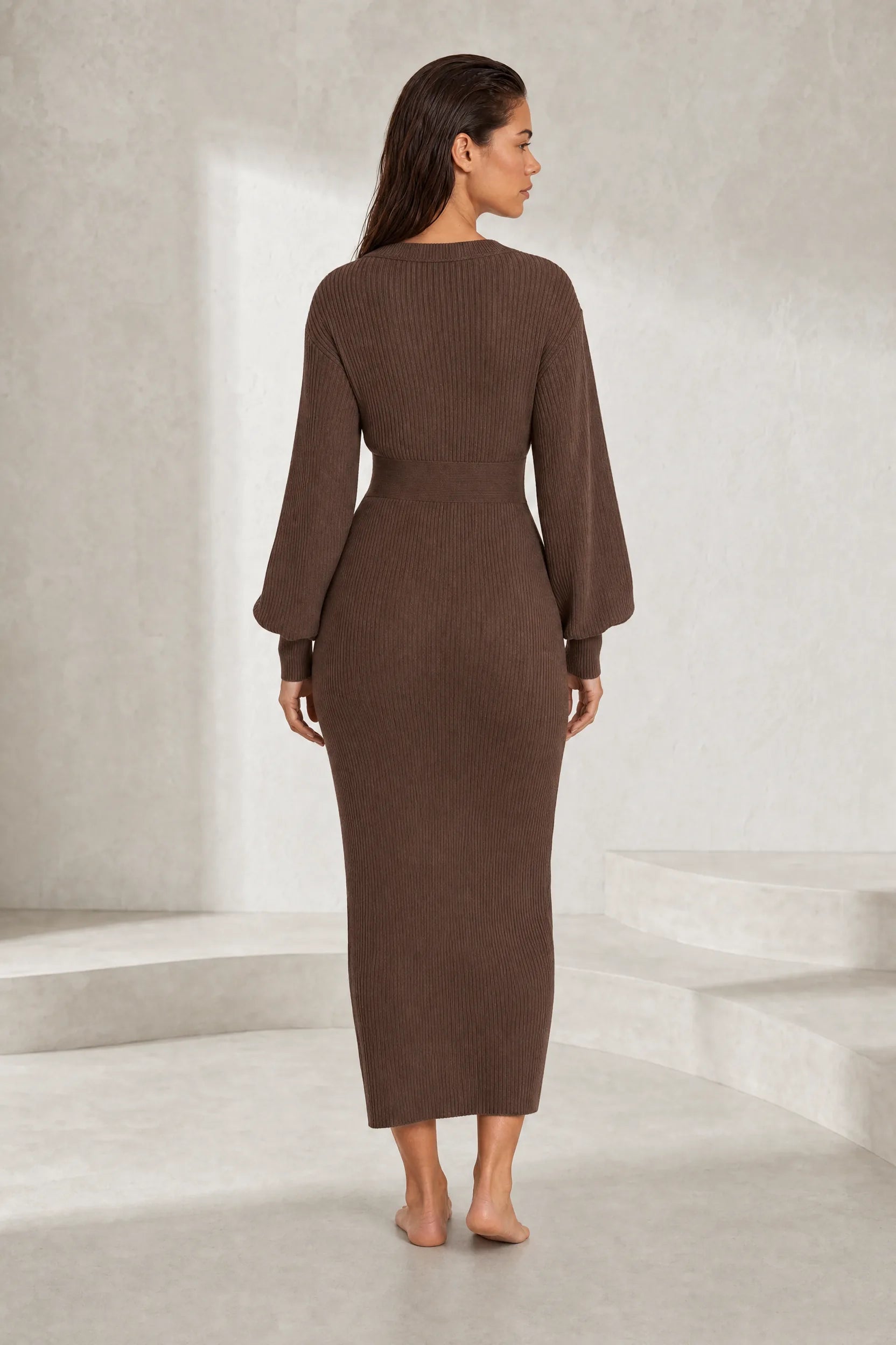 Robe longue col V manches ballon | Lounelle Paris