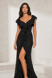 Robe longue fendue à volants | Lounelle Paris