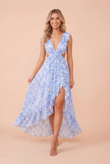 Floral Backless Maxi Dress