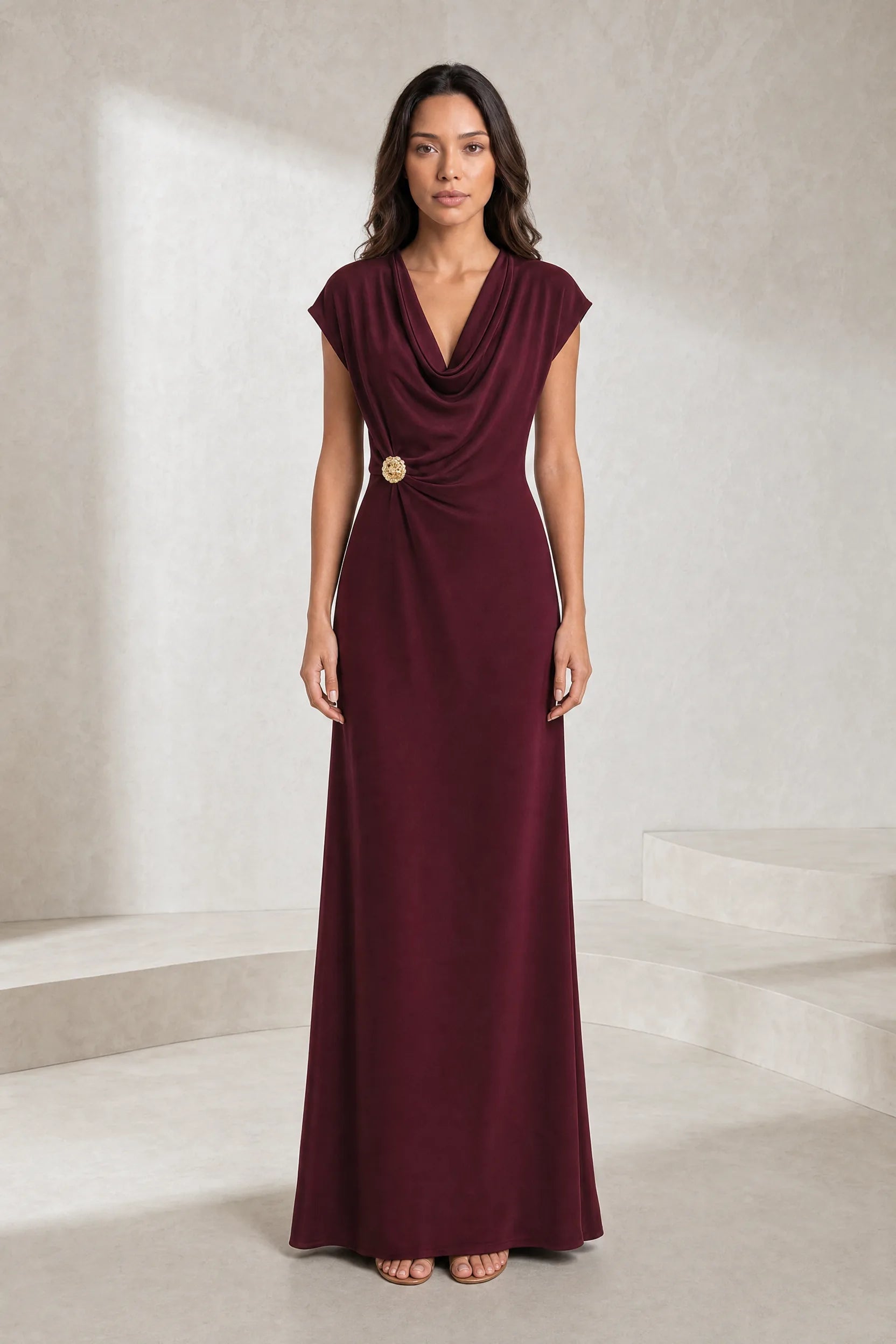 Robe longue fluide col drapé | Lounelle Paris