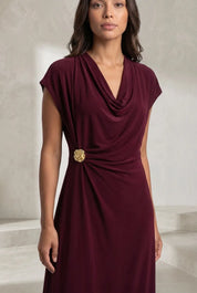 Robe longue fluide col drapé | Lounelle Paris