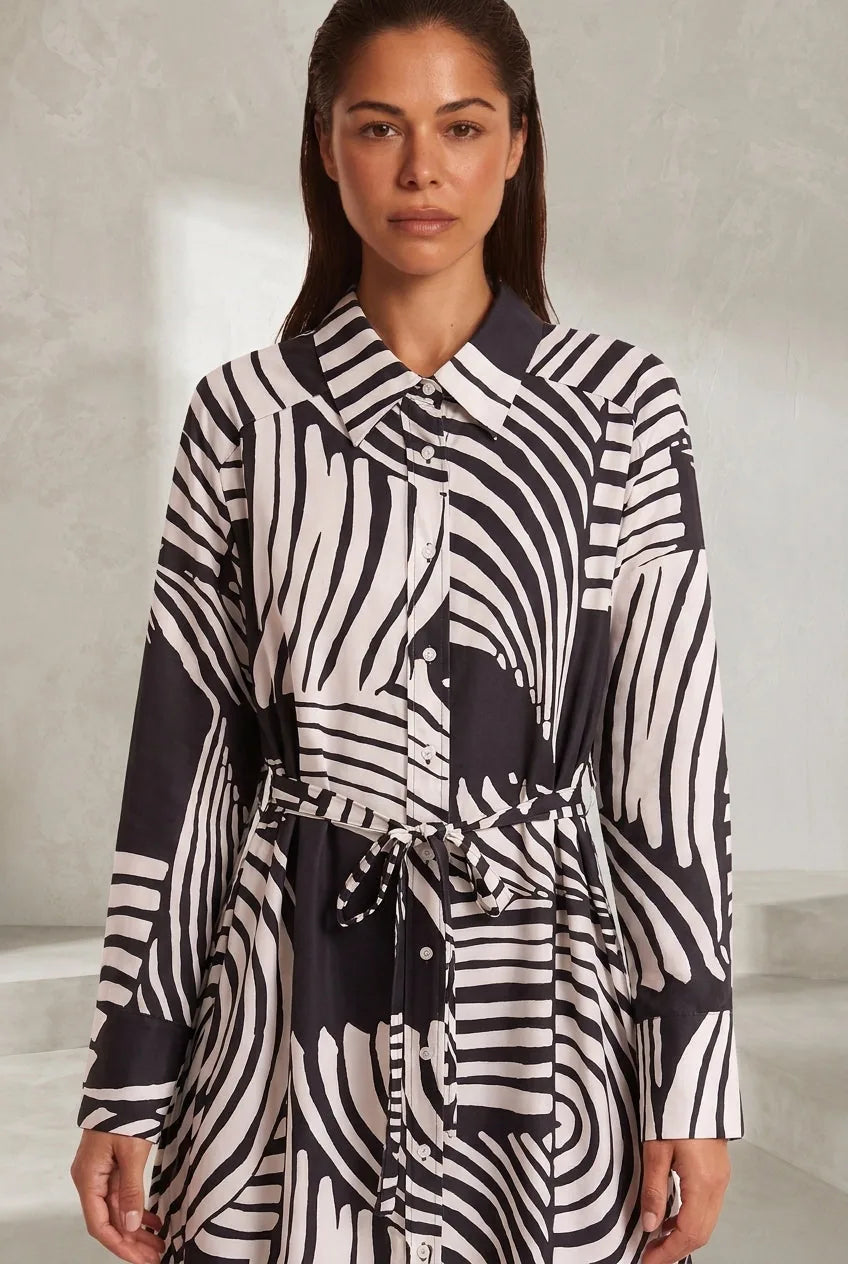 Robe longue imprimée col chemise | Lounelle Paris