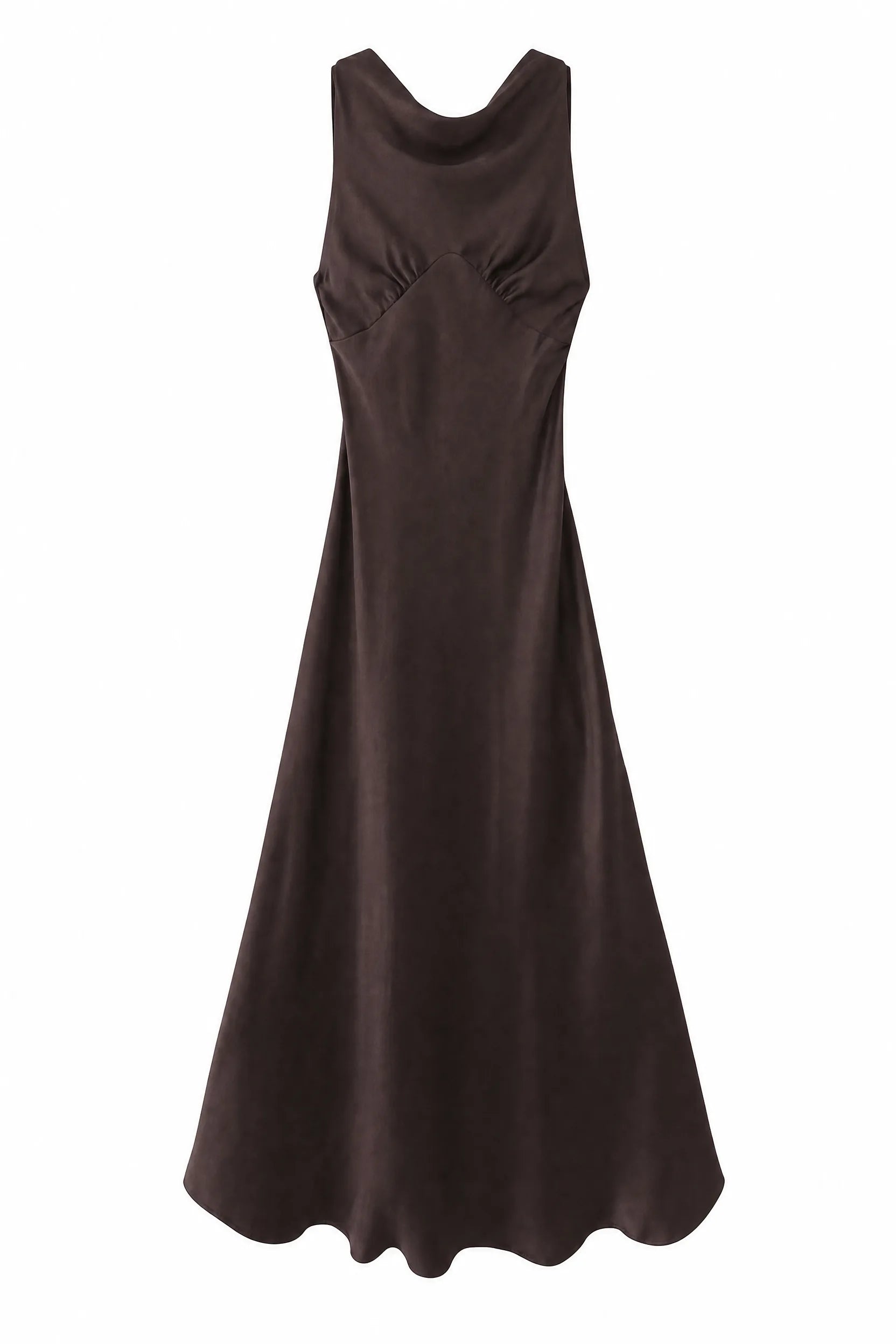 Robe longue marron col drapé | Lounelle Paris