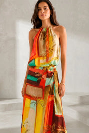 Robe longue orange col licou | Lounelle Paris