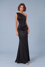 Satin One-Shoulder Maxi Dress