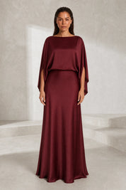 Robe longue satinée encolure bateau | Lounelle Paris