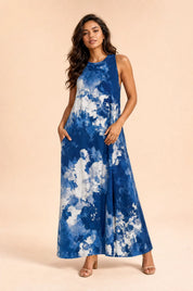 Robe longue tie-dye | Vue de face | Lounelle Paris