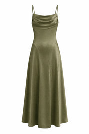 Robe longue vert militaire dos lacé | Lounelle Paris