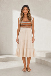 Robe midi à bretelles smockée | Lounelle Paris