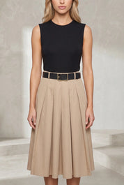 Robe noire bicolore sans manches | Lounelle Paris