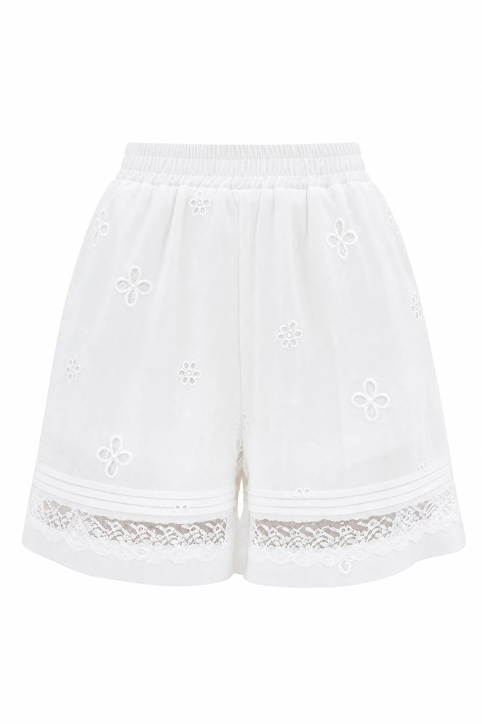 Short blanc brodé taille haute | Lounelle Paris