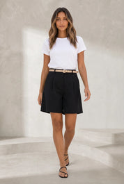 Short noir taille haute jambe large | Lounelle Paris
