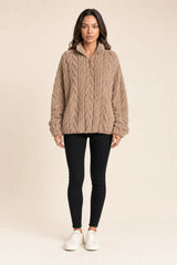 Sweat pelucheux col montant zippé