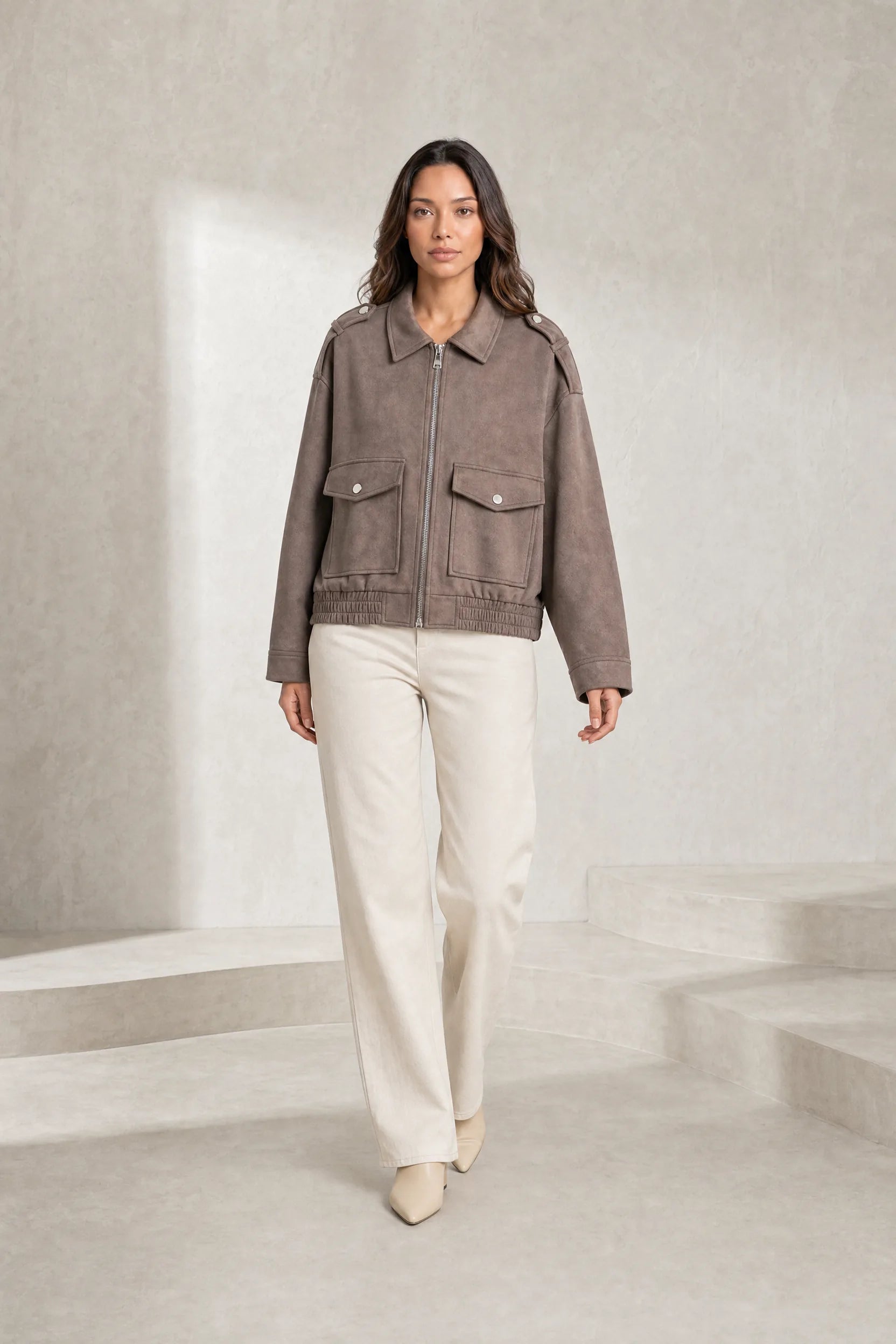 Veste ample effet suédine | Lounelle Paris