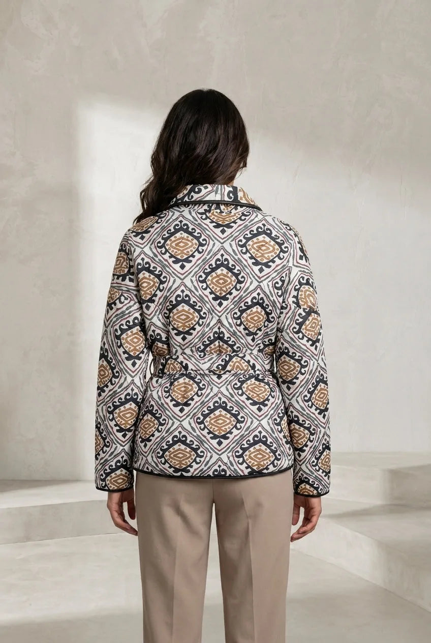 Veste matelassée à imprimé col châle | Lounelle Paris