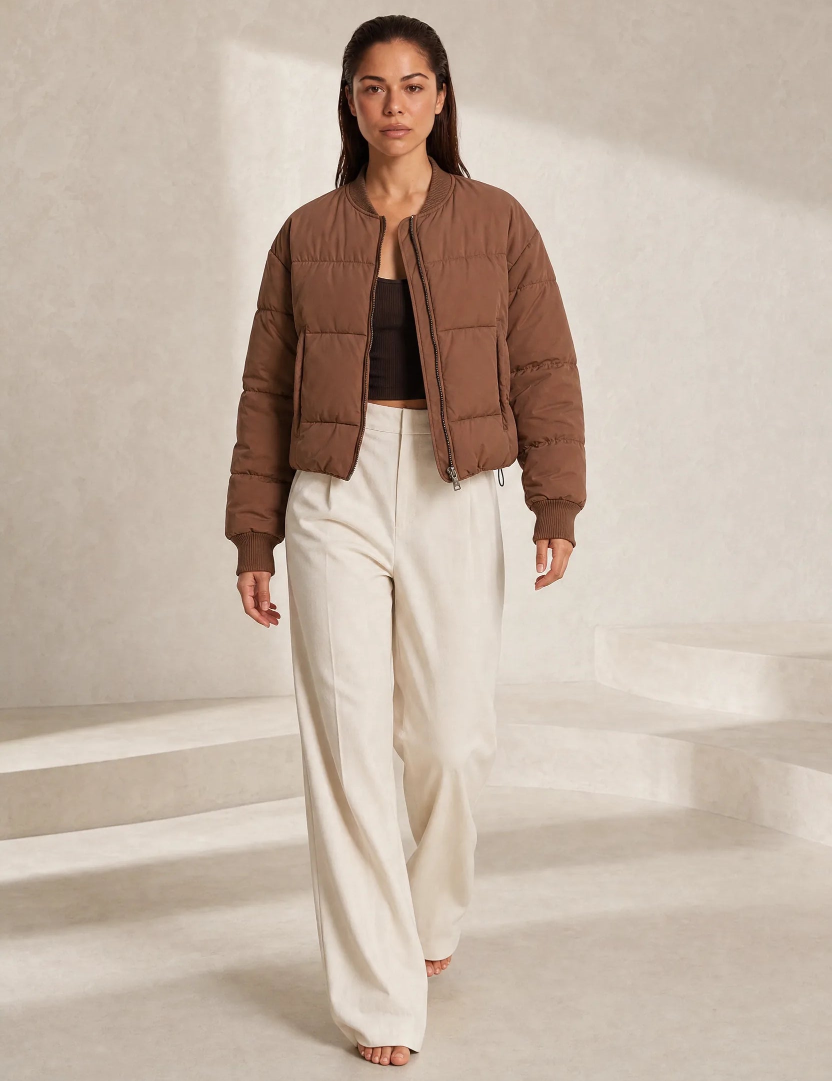 Veste matelassée courte col baseball | Lounelle Paris