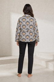 Veste matelassée imprimée col en V | Lounelle Paris
