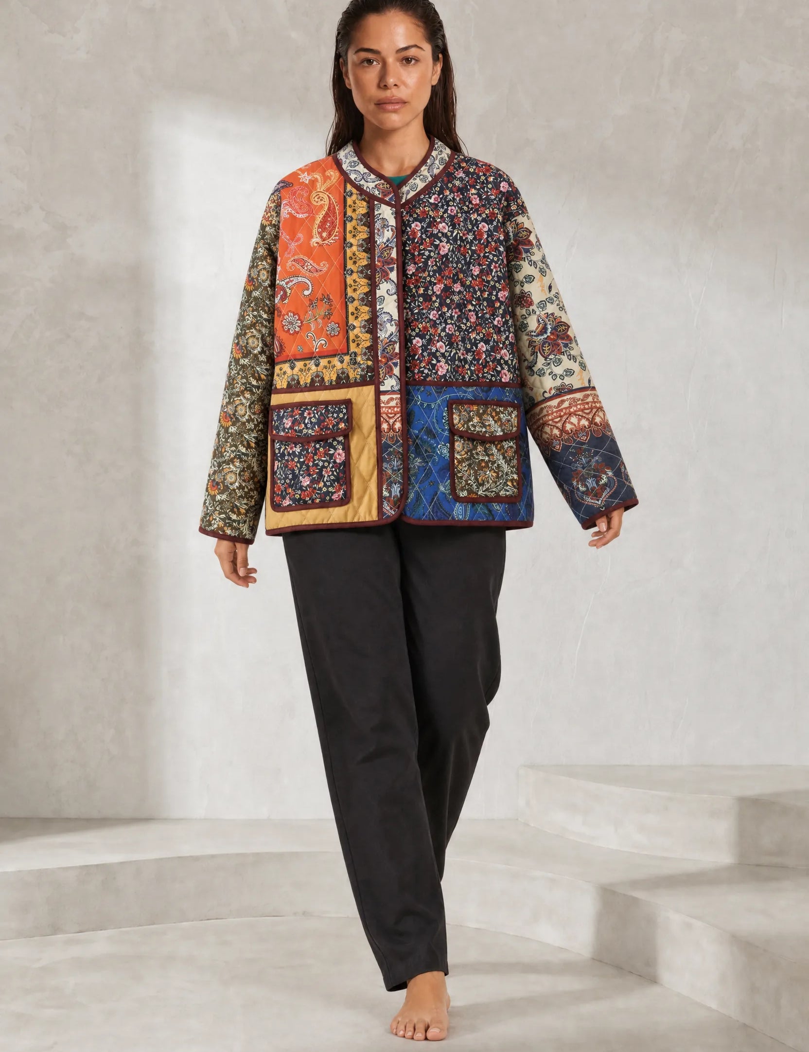 Veste matelassée patchwork coupe ample | Lounelle Paris