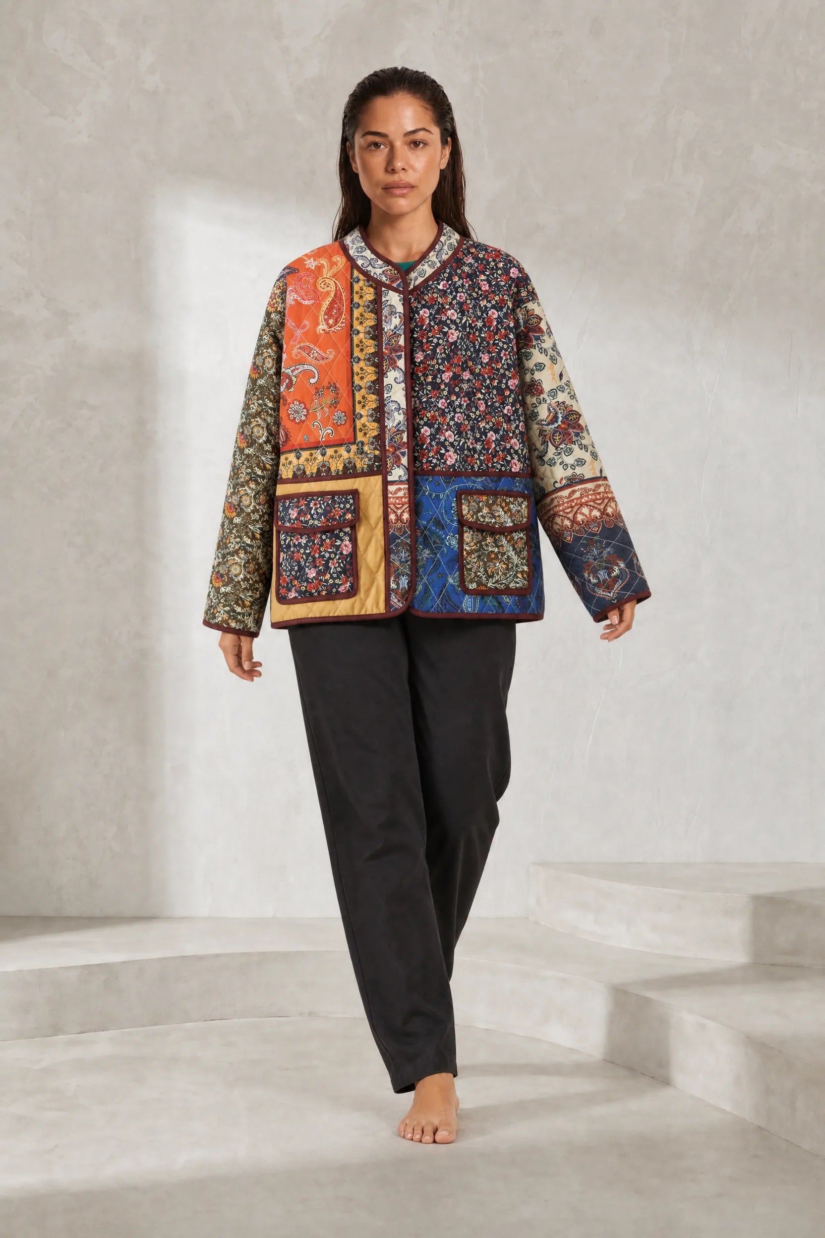 Veste matelassée patchwork coupe ample | Lounelle Paris