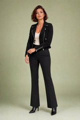 Asymmetric-Zip Suede Biker Jacket