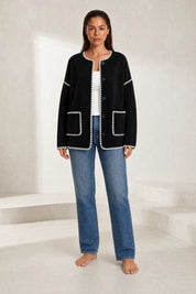 Veste polaire noire bicolore ample | Lounelle Paris